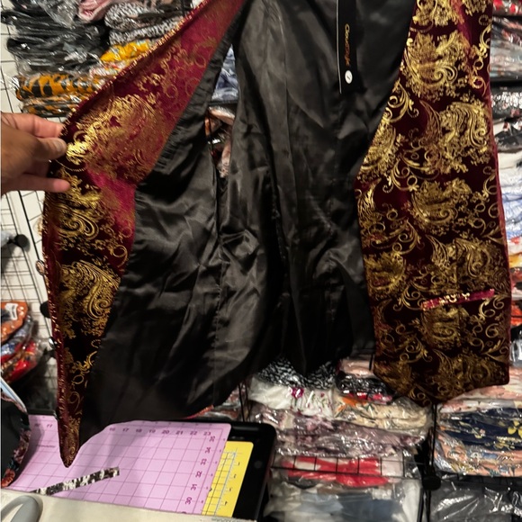 Chaudry Burgundy and Gold Paisley Vest - Picture 9 of 10